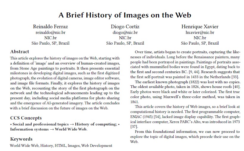 Folha de rosto do artigo